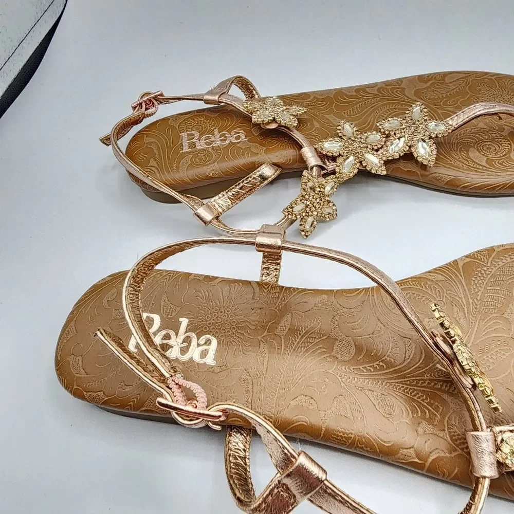 Reba rose gold leather sandals